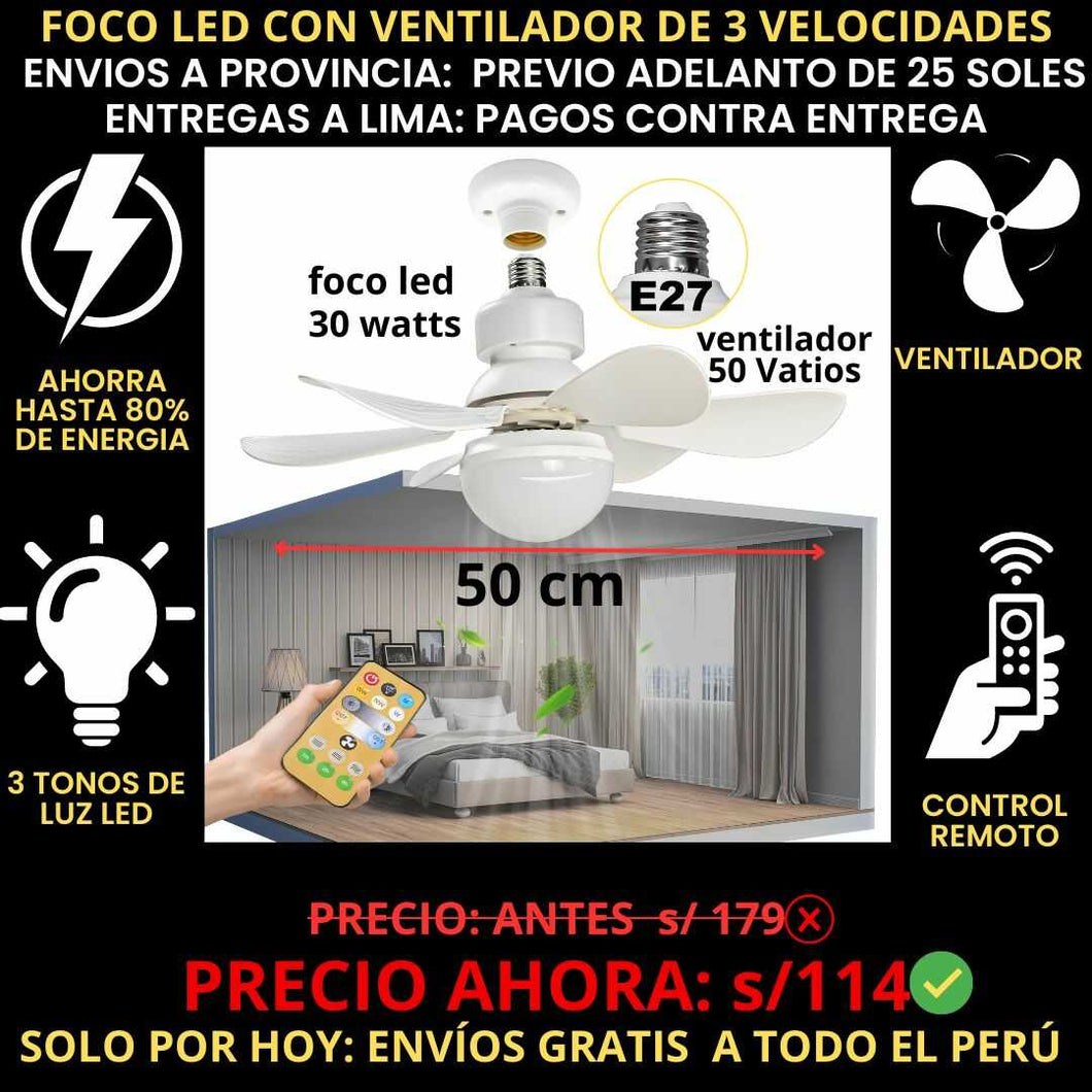 FOCO LED CON VENTILADOR DE 3 VELOCIDADES