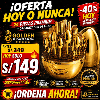 SET DE CUBIERTOS PREMIUM GOLDEN HUEVO DE GRAGON