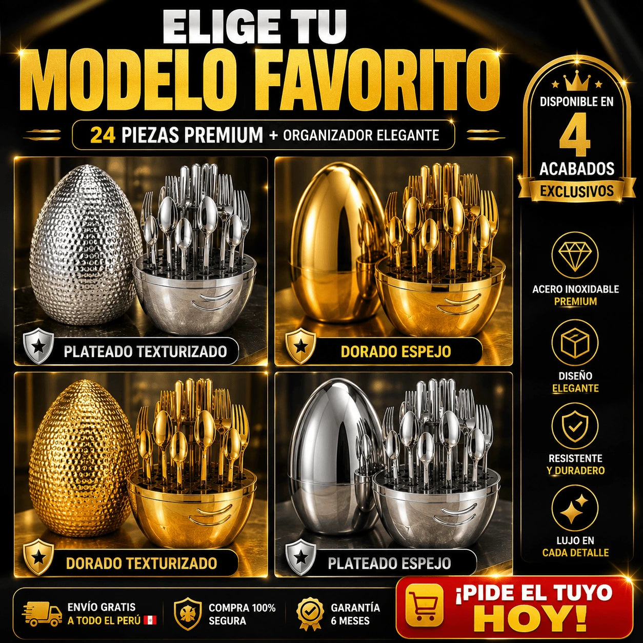 SET DE CUBIERTOS PREMIUM GOLDEN HUEVO DE GRAGON