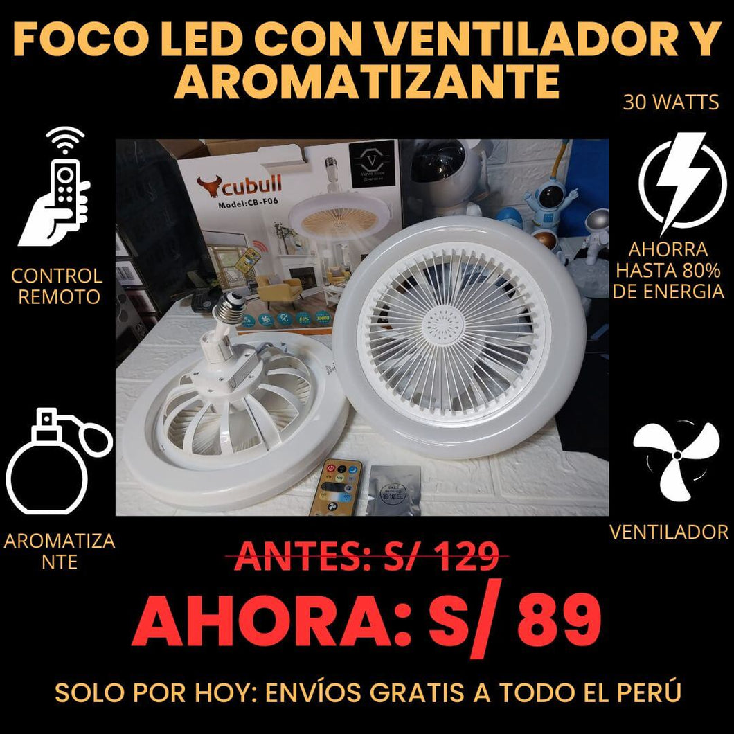 FOCO LED 3 EN 1 ( foco, ventilador, aromatizador) 💡❄️🌸