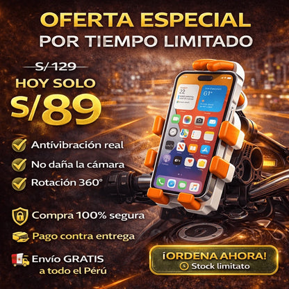 Soporte Antivibración Tipo Pulpo para Moto 360° TOP