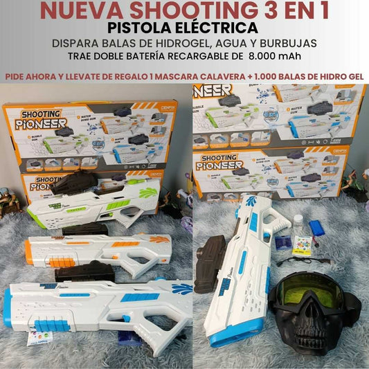 SHOOTING ELECTRICA 3 EN 1 -2026 + REGALO 1 MASCARA CALAVERA